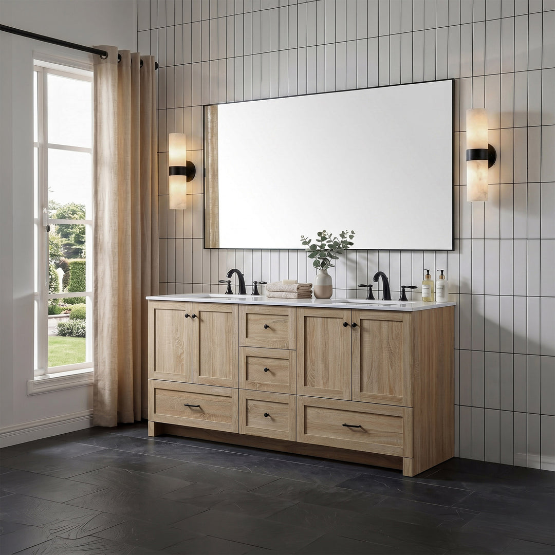 72 Inch Double Bathroom Vanity In Mango Wood - View 2 - Joshua Marshal