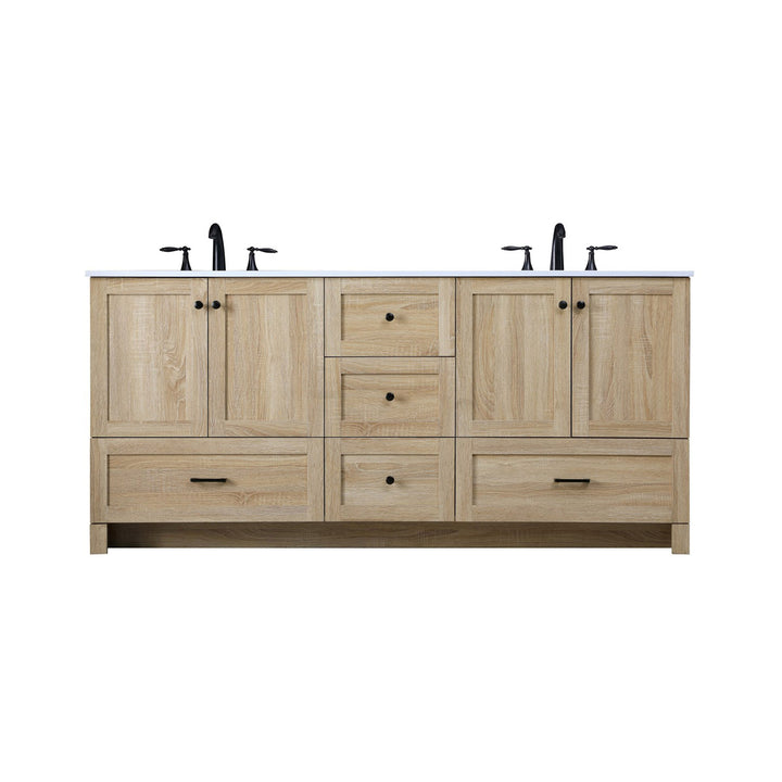 72 Inch Double Bathroom Vanity In Mango Wood - View 3 - Joshua Marshal