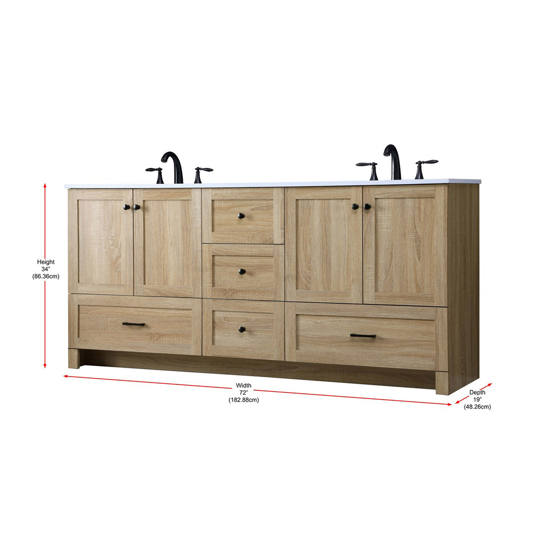 72 Inch Double Bathroom Vanity In Mango Wood - View 4 - Joshua Marshal