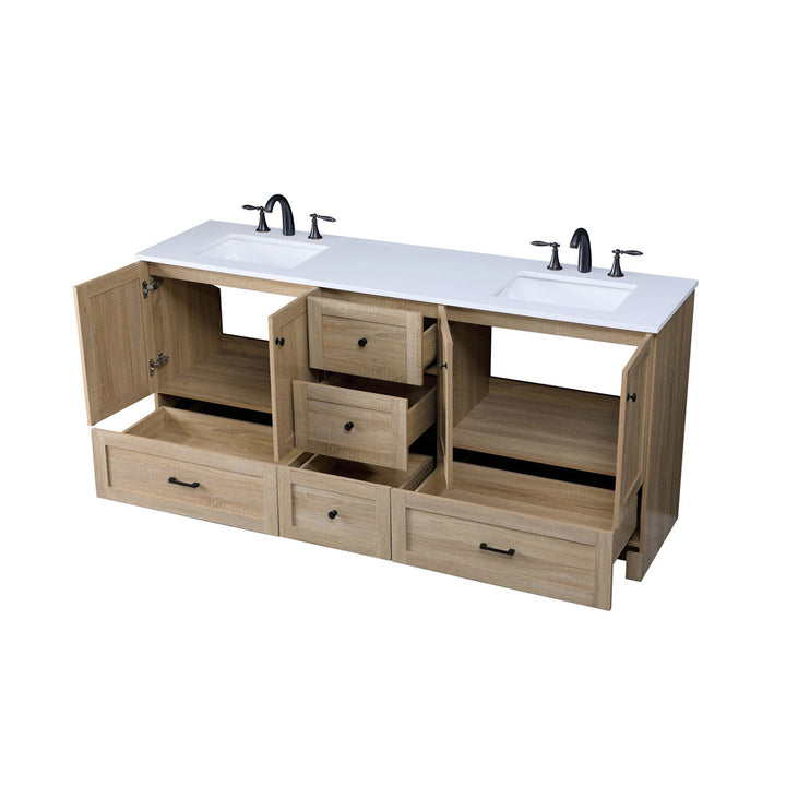72 Inch Double Bathroom Vanity In Mango Wood - View 5 - Joshua Marshal