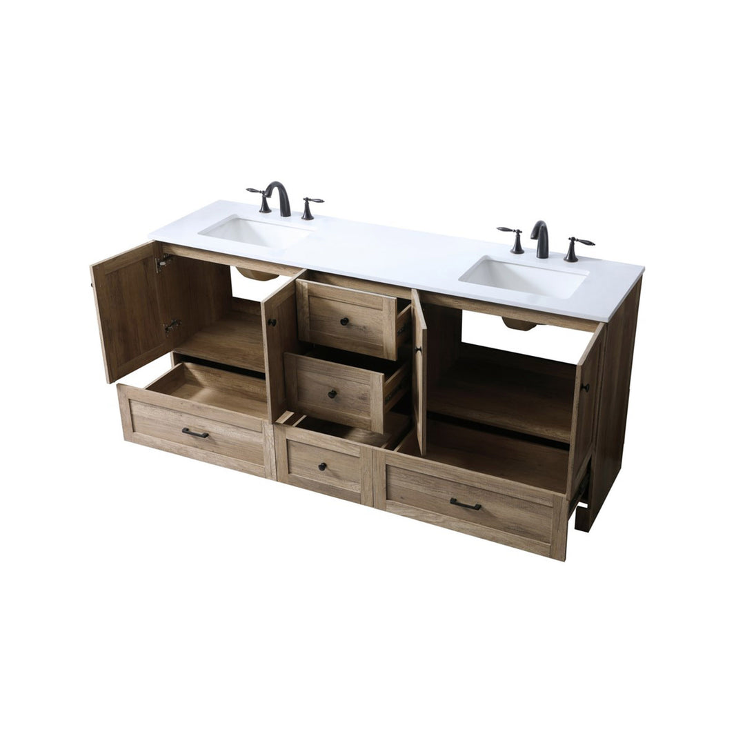 72 Inch Double Bathroom Vanity In Natural Oak - View 5 - Joshua Marshal
