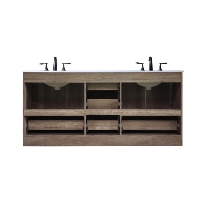 72 Inch Double Bathroom Vanity In Natural Oak - View 6 - Joshua Marshal