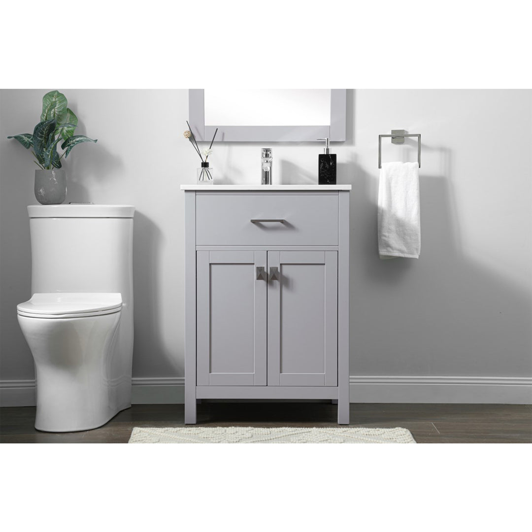 24 Inch Single Bathroom Vanity In Grey - View 2 - Joshua Marshal