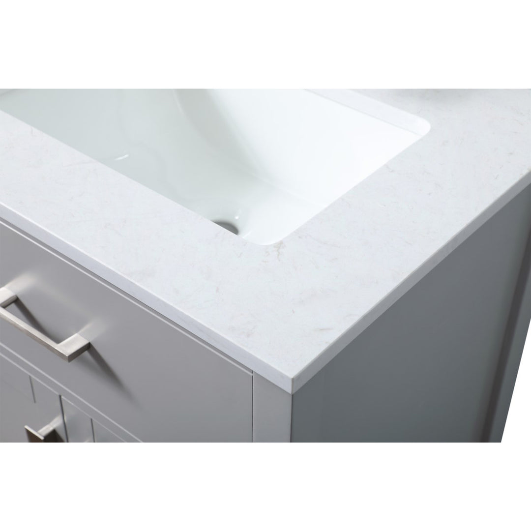 24 Inch Single Bathroom Vanity In Grey - View 3 - Joshua Marshal
