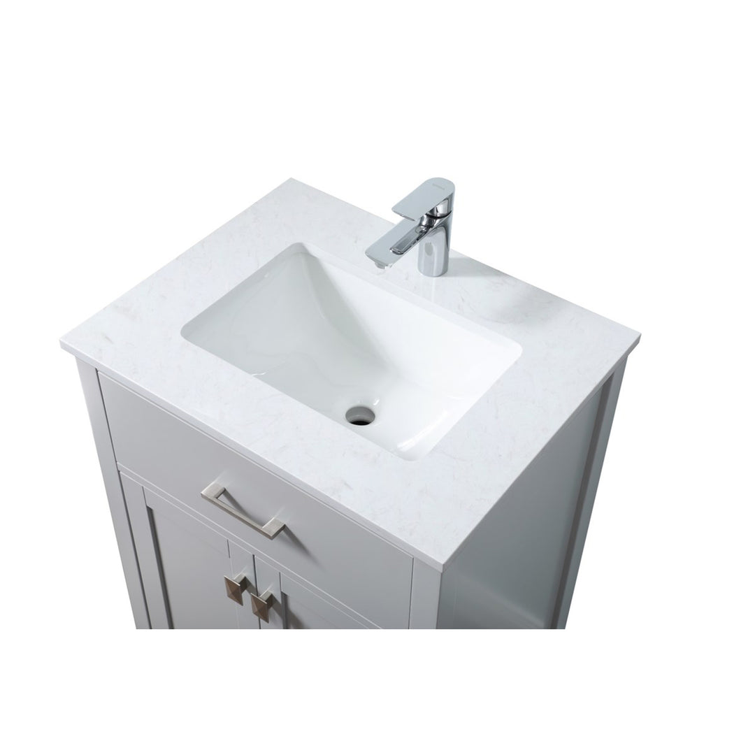 24 Inch Single Bathroom Vanity In Grey - View 4 - Joshua Marshal