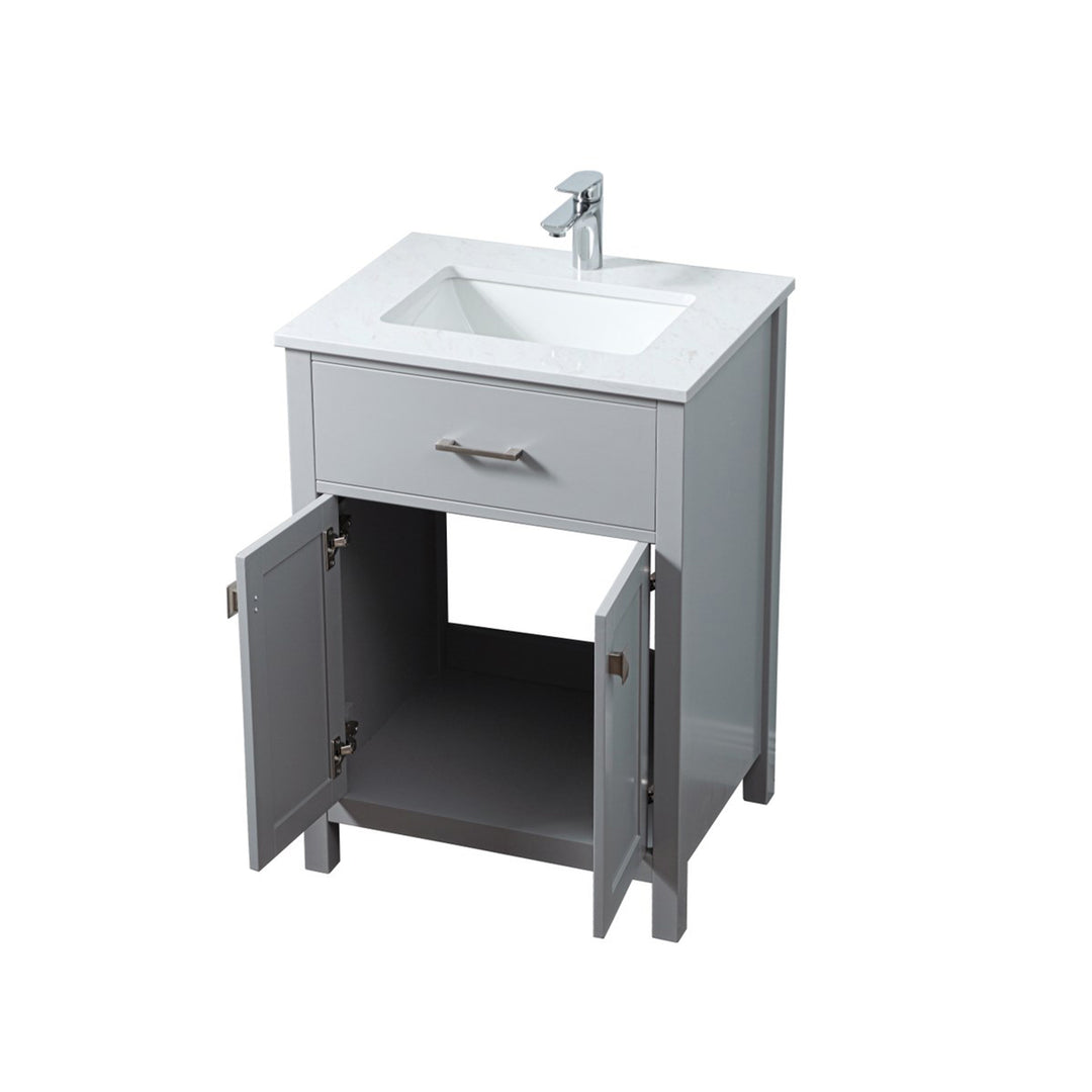 24 Inch Single Bathroom Vanity In Grey - View 5 - Joshua Marshal