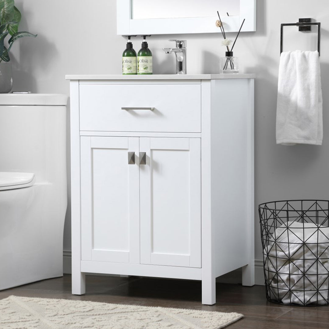 24 Inch Single Bathroom Vanity In White White Finish - KITCHEN & BATH by Joshua Marshal
