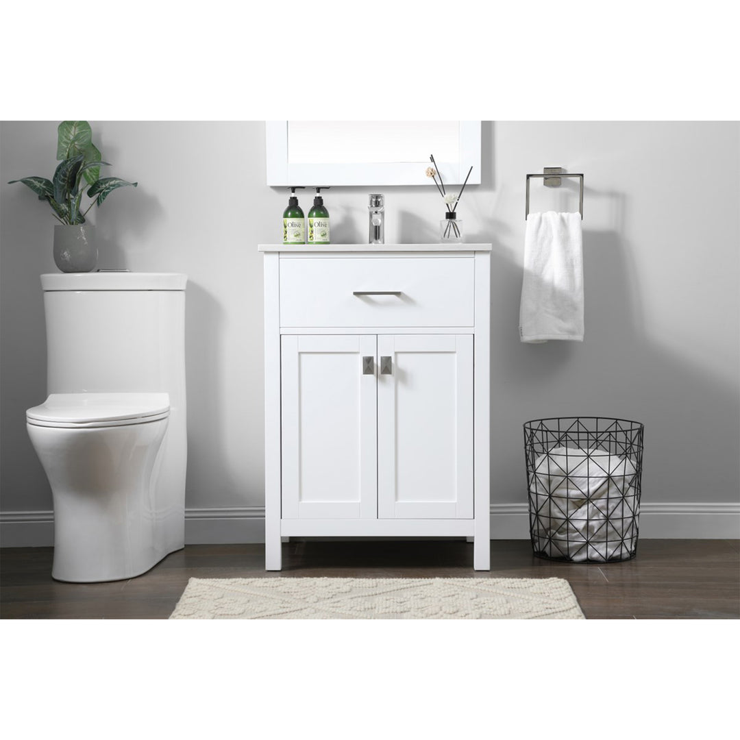 24 Inch Single Bathroom Vanity In White - View 2 - Joshua Marshal