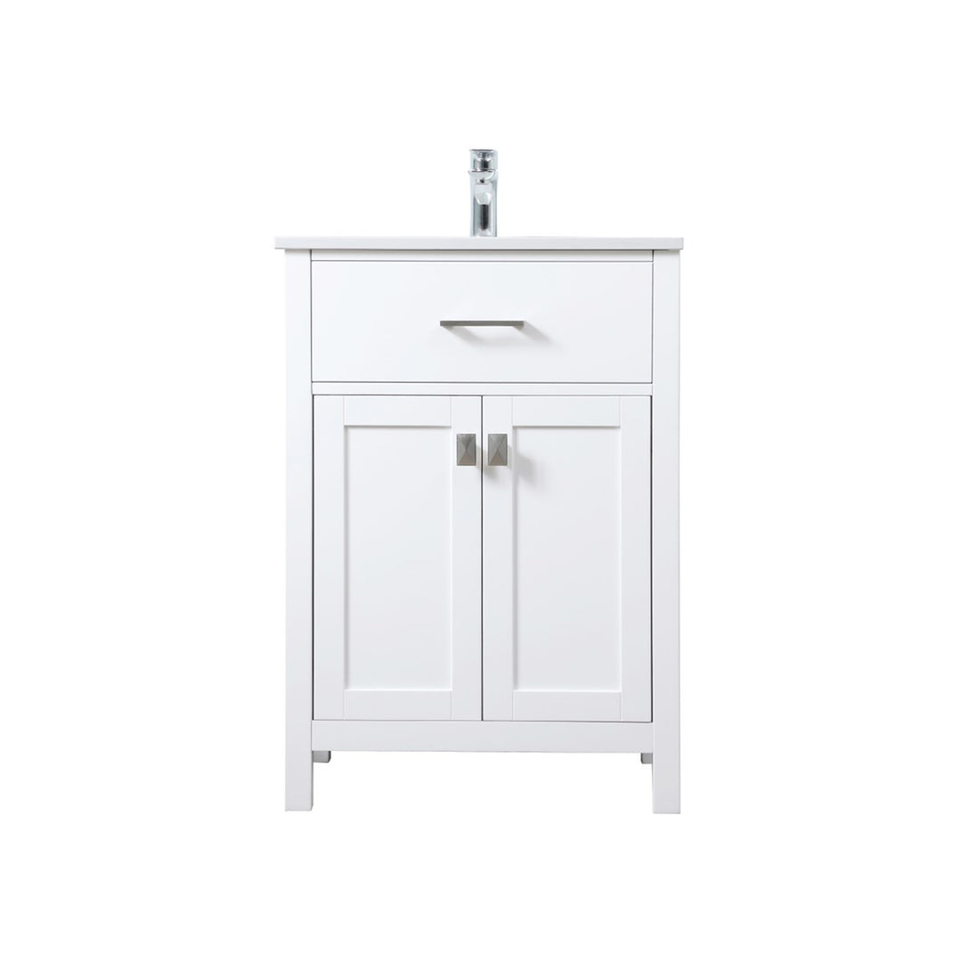 24 Inch Single Bathroom Vanity In White - View 3 - Joshua Marshal