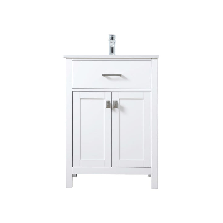 24 Inch Single Bathroom Vanity In White - View 3 - Joshua Marshal
