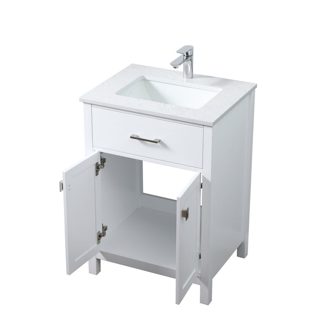 24 Inch Single Bathroom Vanity In White - View 4 - Joshua Marshal