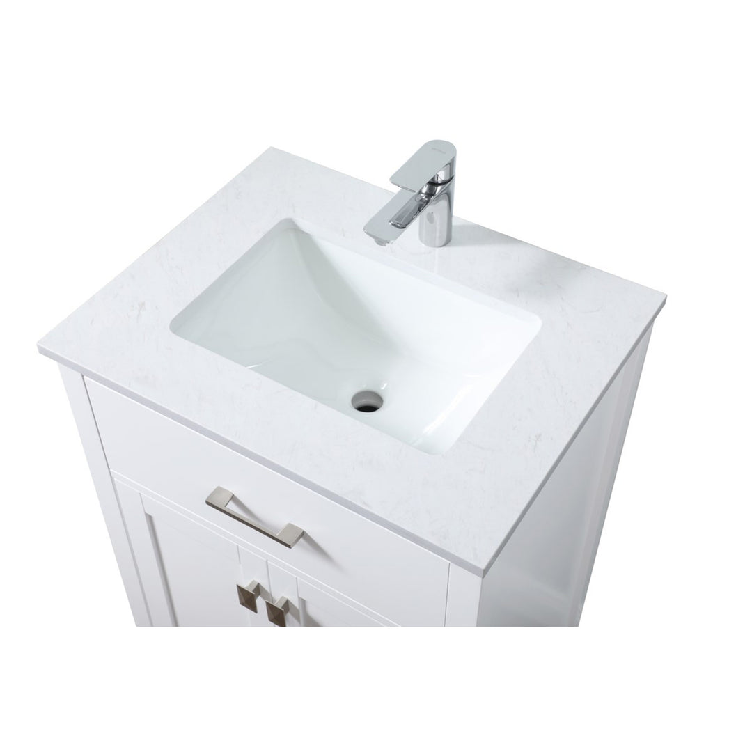 24 Inch Single Bathroom Vanity In White - View 5 - Joshua Marshal