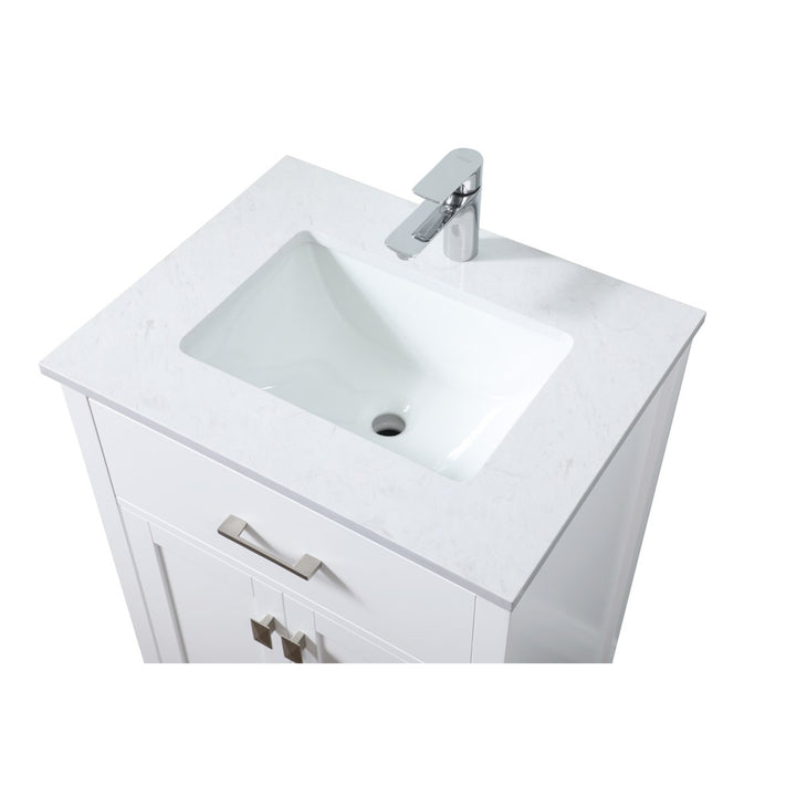 24 Inch Single Bathroom Vanity In White - View 5 - Joshua Marshal