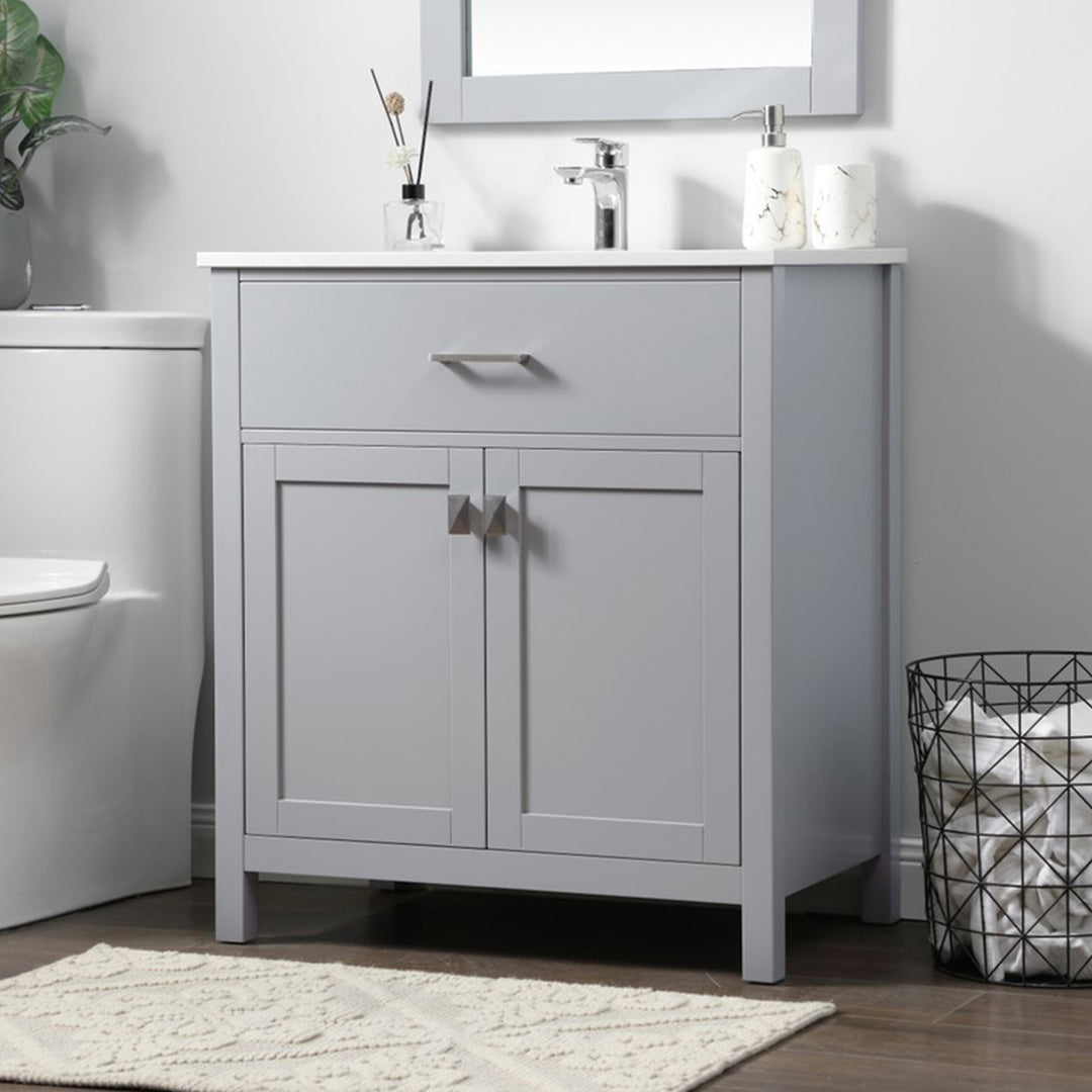 30 Inch Single Bathroom Vanity In Grey Grey Finish - KITCHEN & BATH by Joshua Marshal