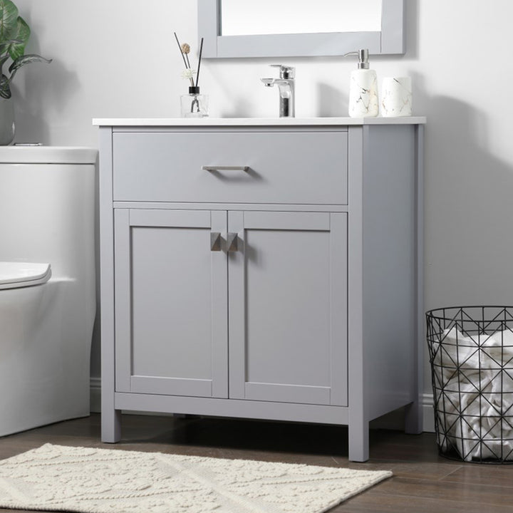 30 Inch Single Bathroom Vanity In Grey Grey Finish - KITCHEN & BATH by Joshua Marshal