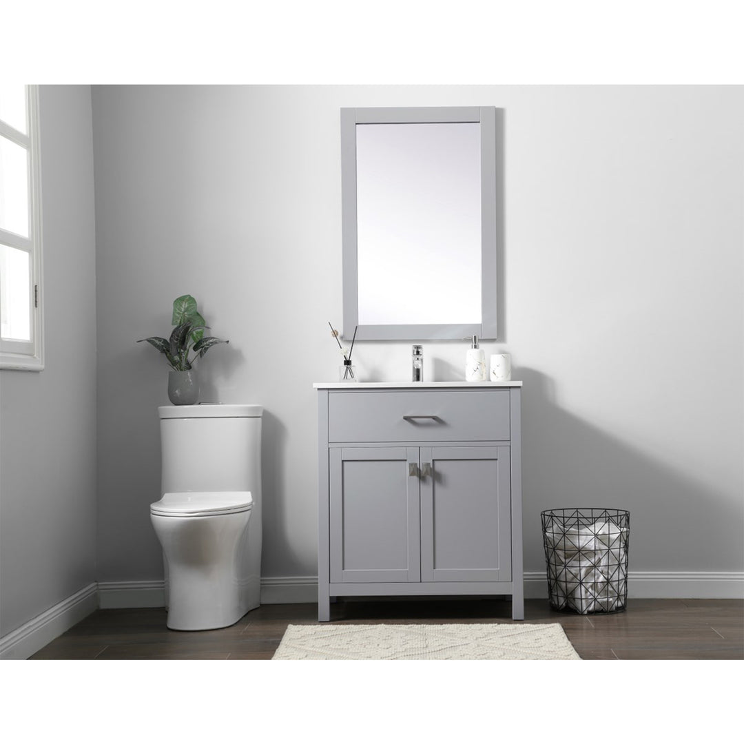 30 Inch Single Bathroom Vanity In Grey - View 2 - Joshua Marshal