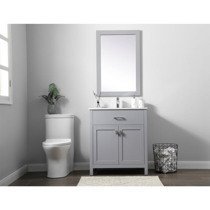 30 Inch Single Bathroom Vanity In Grey - View 2 - Joshua Marshal