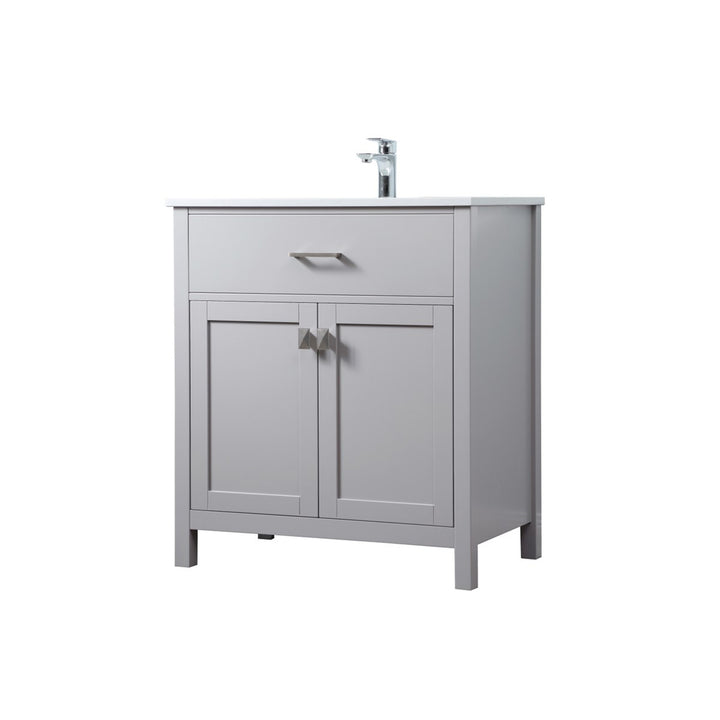 30 Inch Single Bathroom Vanity In Grey - View 3 - Joshua Marshal