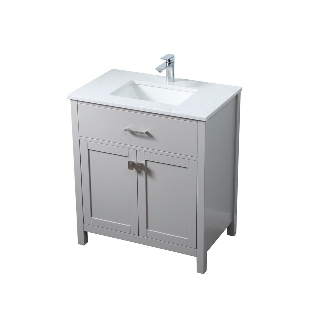 30 Inch Single Bathroom Vanity In Grey - View 4 - Joshua Marshal