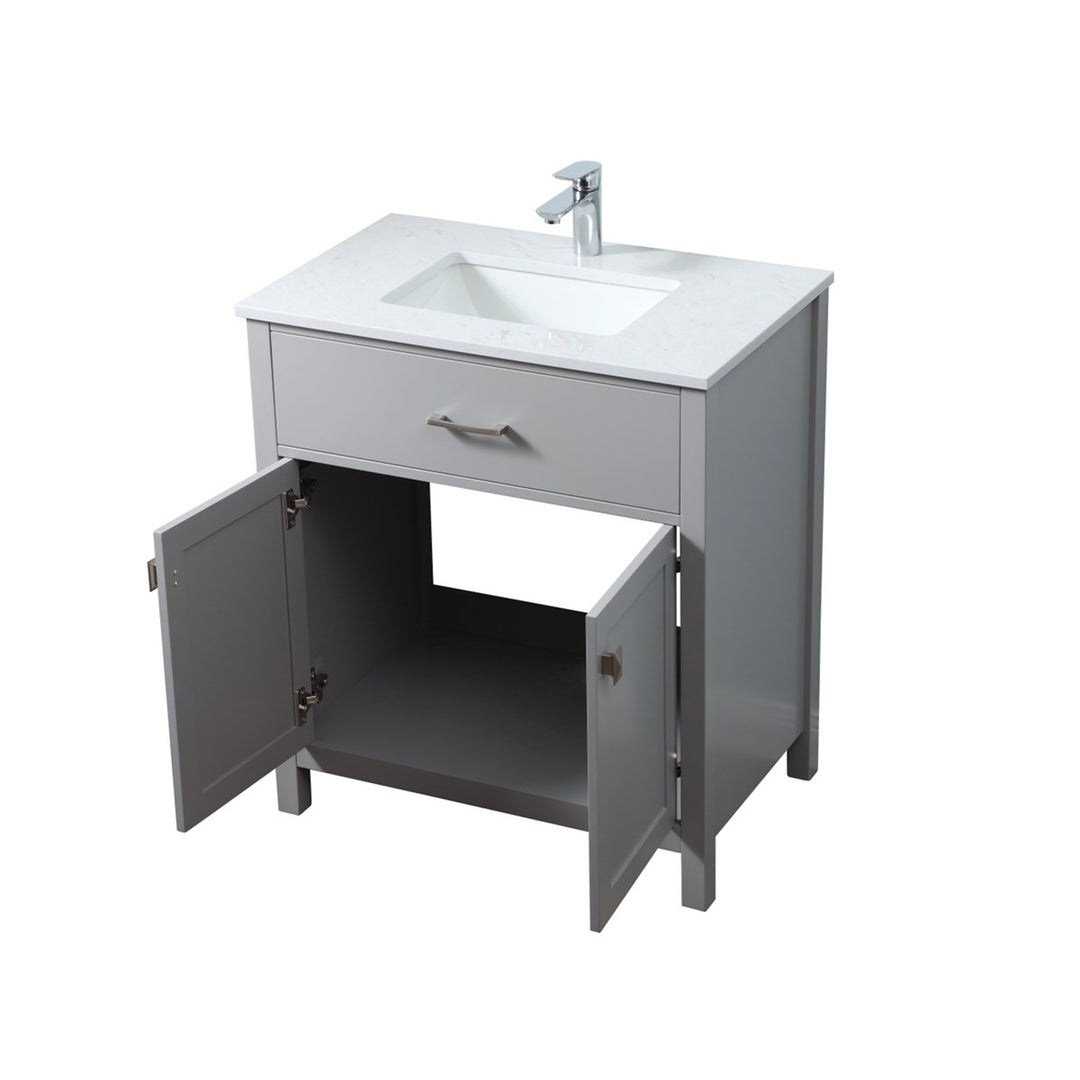 30 Inch Single Bathroom Vanity In Grey - View 5 - Joshua Marshal