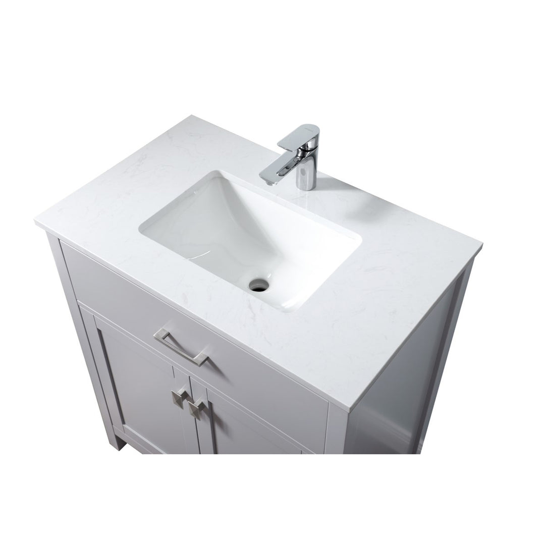 30 Inch Single Bathroom Vanity In Grey - View 6 - Joshua Marshal