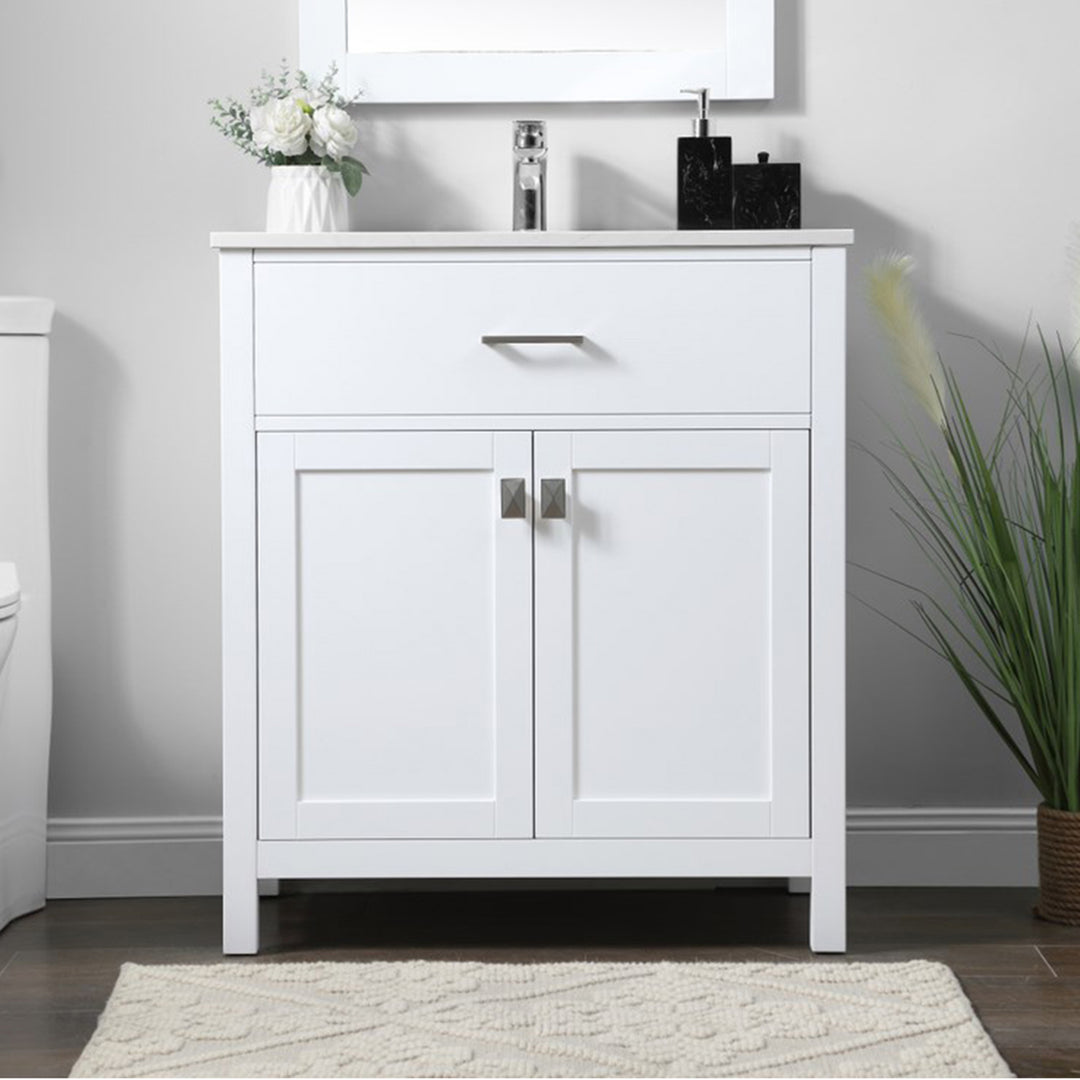 30 Inch Single Bathroom Vanity In White White Finish - KITCHEN & BATH by Joshua Marshal