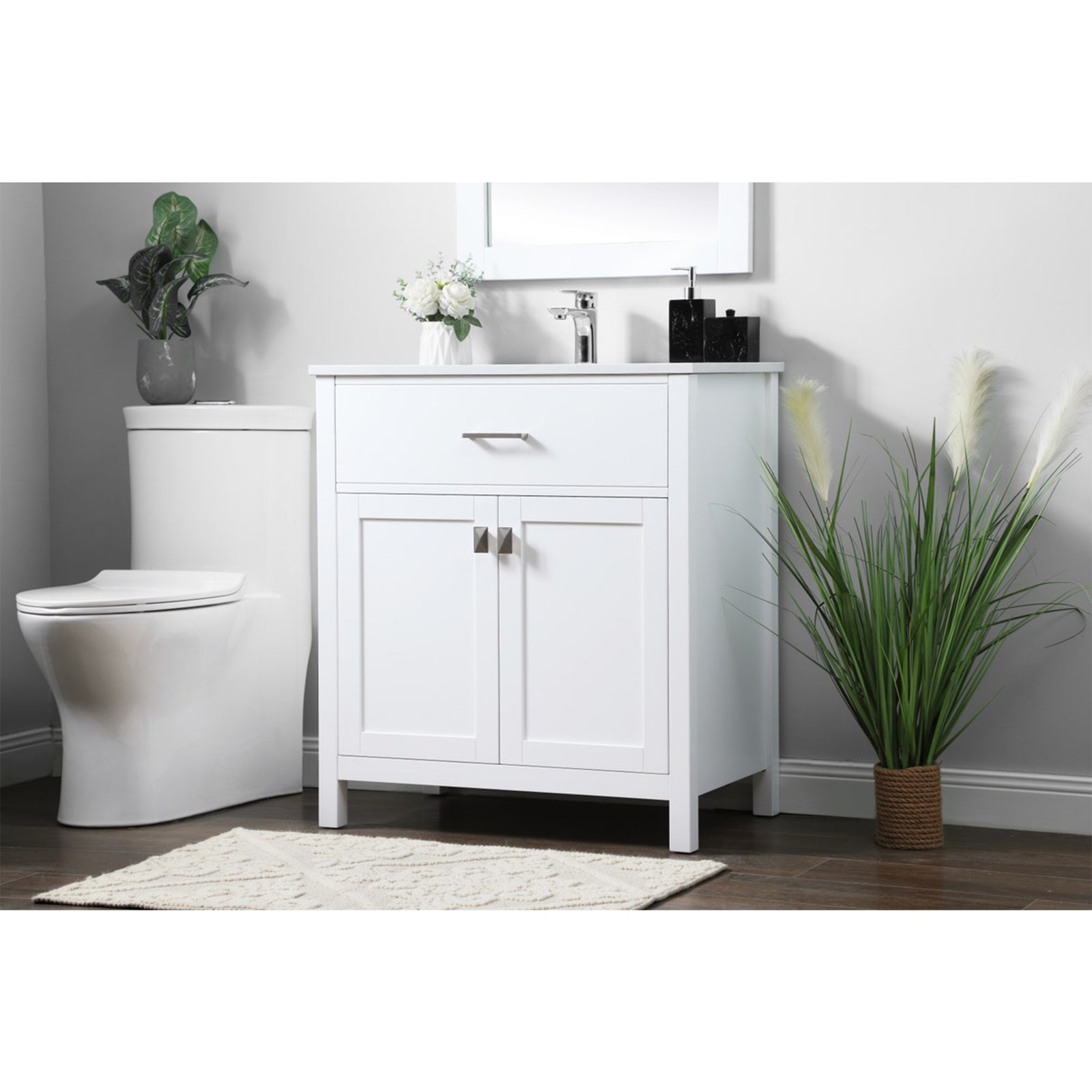 30 Inch Single Bathroom Vanity In White - View 2 - Joshua Marshal