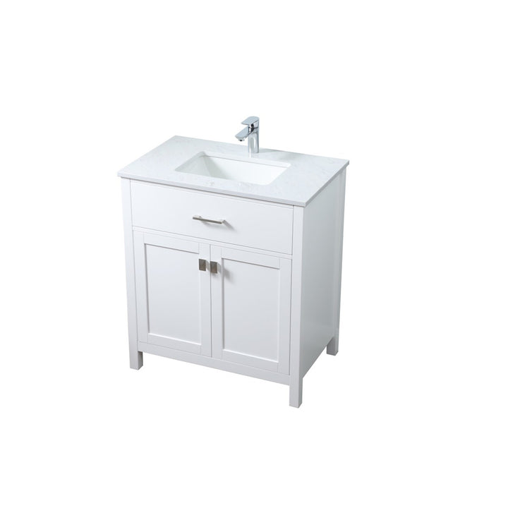 30 Inch Single Bathroom Vanity In White - View 3 - Joshua Marshal