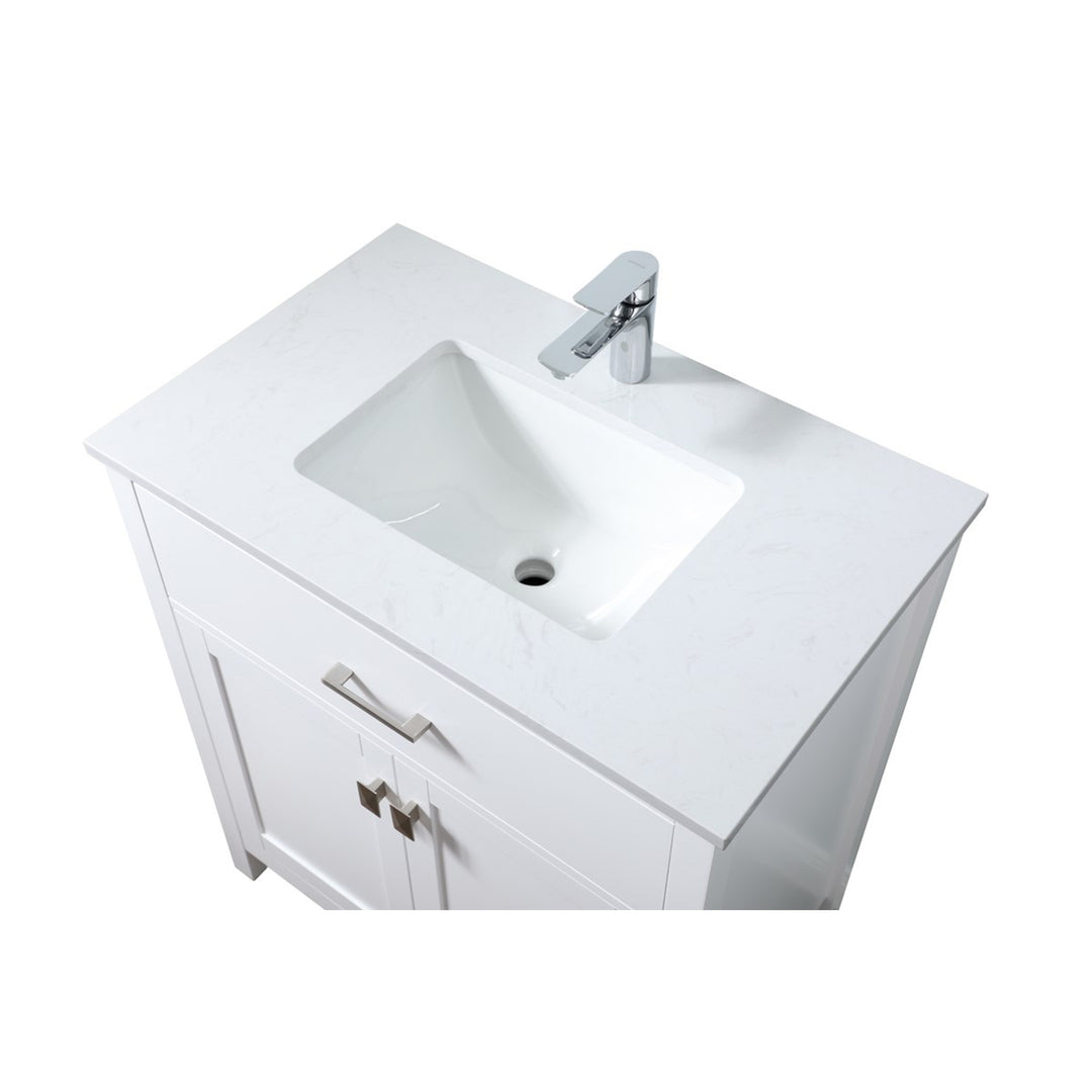 30 Inch Single Bathroom Vanity In White - View 4 - Joshua Marshal