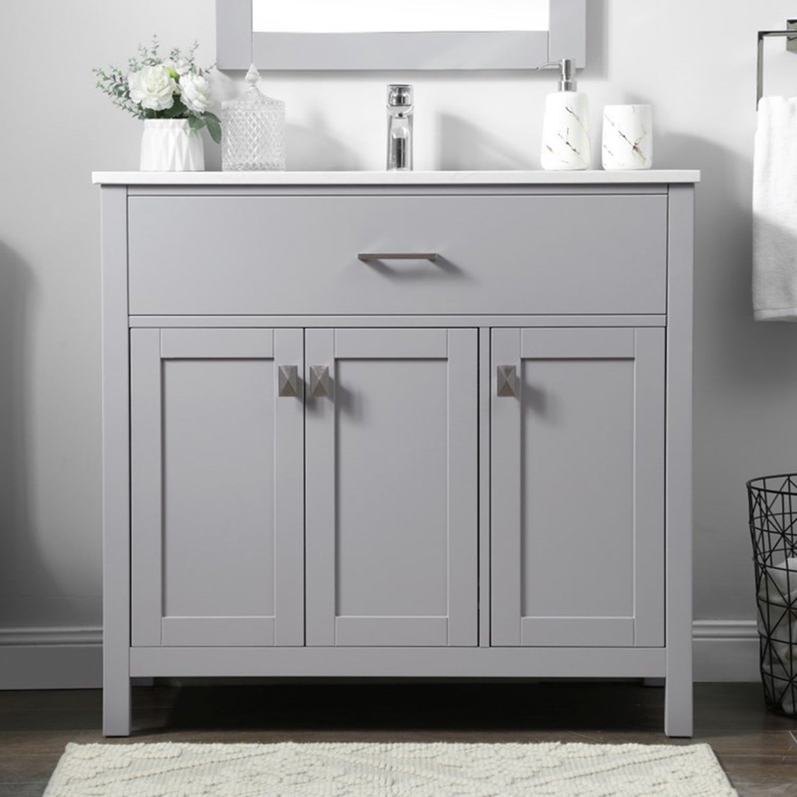 36 Inch Single Bathroom Vanity In Grey Grey Finish - KITCHEN & BATH by Joshua Marshal
