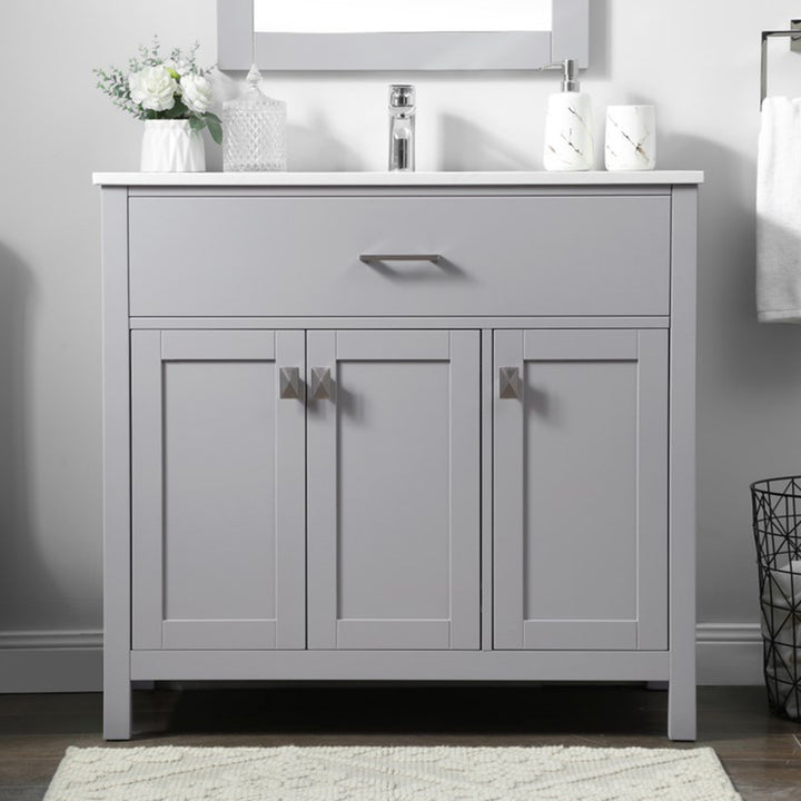 36 Inch Single Bathroom Vanity In Grey Grey Finish - KITCHEN & BATH by Joshua Marshal