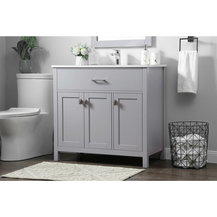 36 Inch Single Bathroom Vanity In Grey - View 2 - Joshua Marshal