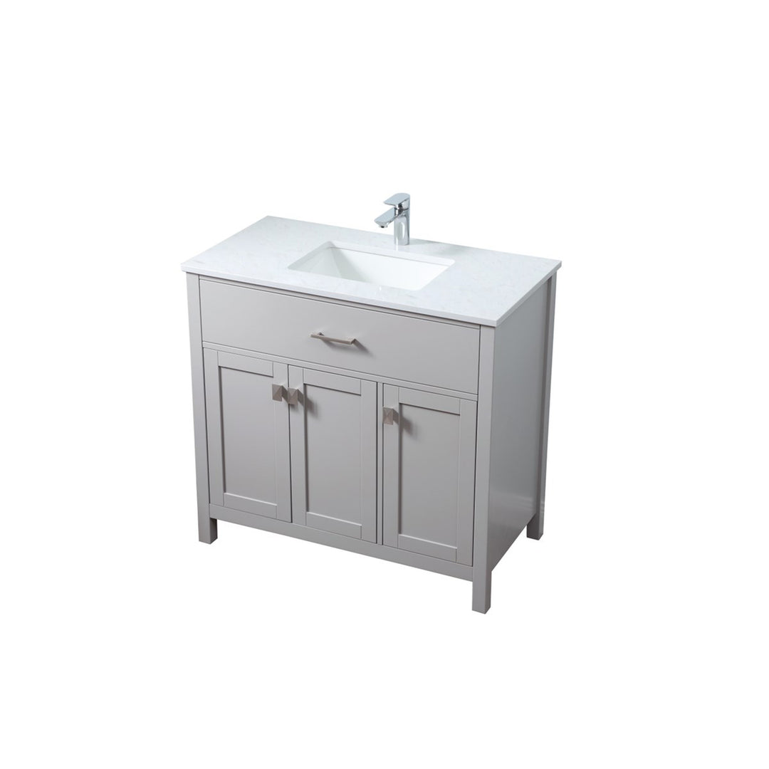 36 Inch Single Bathroom Vanity In Grey - View 3 - Joshua Marshal