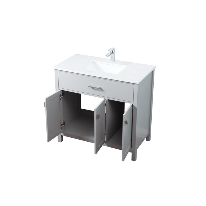 36 Inch Single Bathroom Vanity In Grey - View 4 - Joshua Marshal
