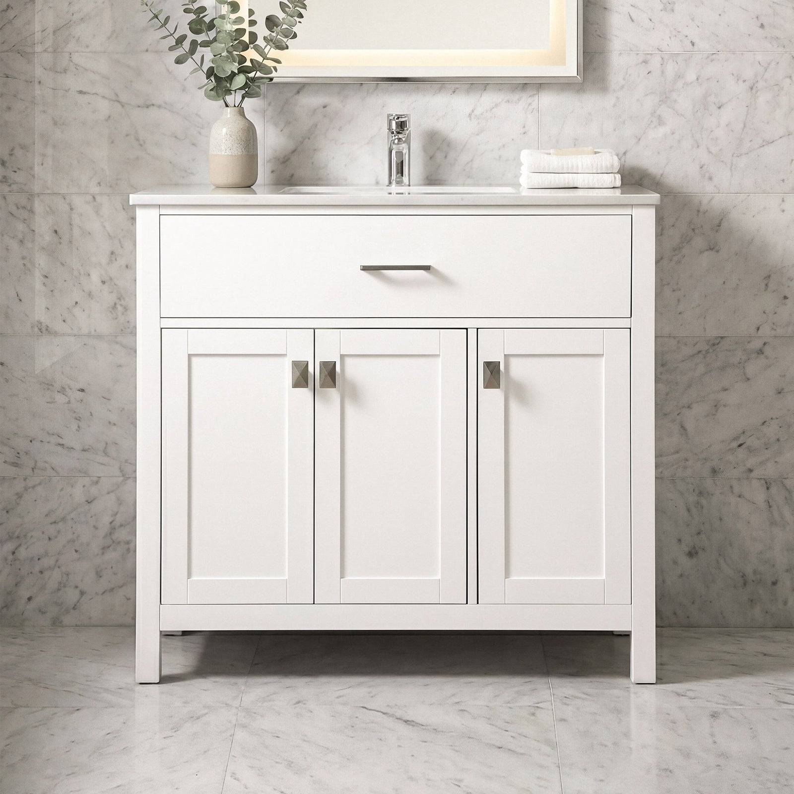 36 Inch Single Bathroom Vanity In White White Finish - KITCHEN & BATH by Joshua Marshal