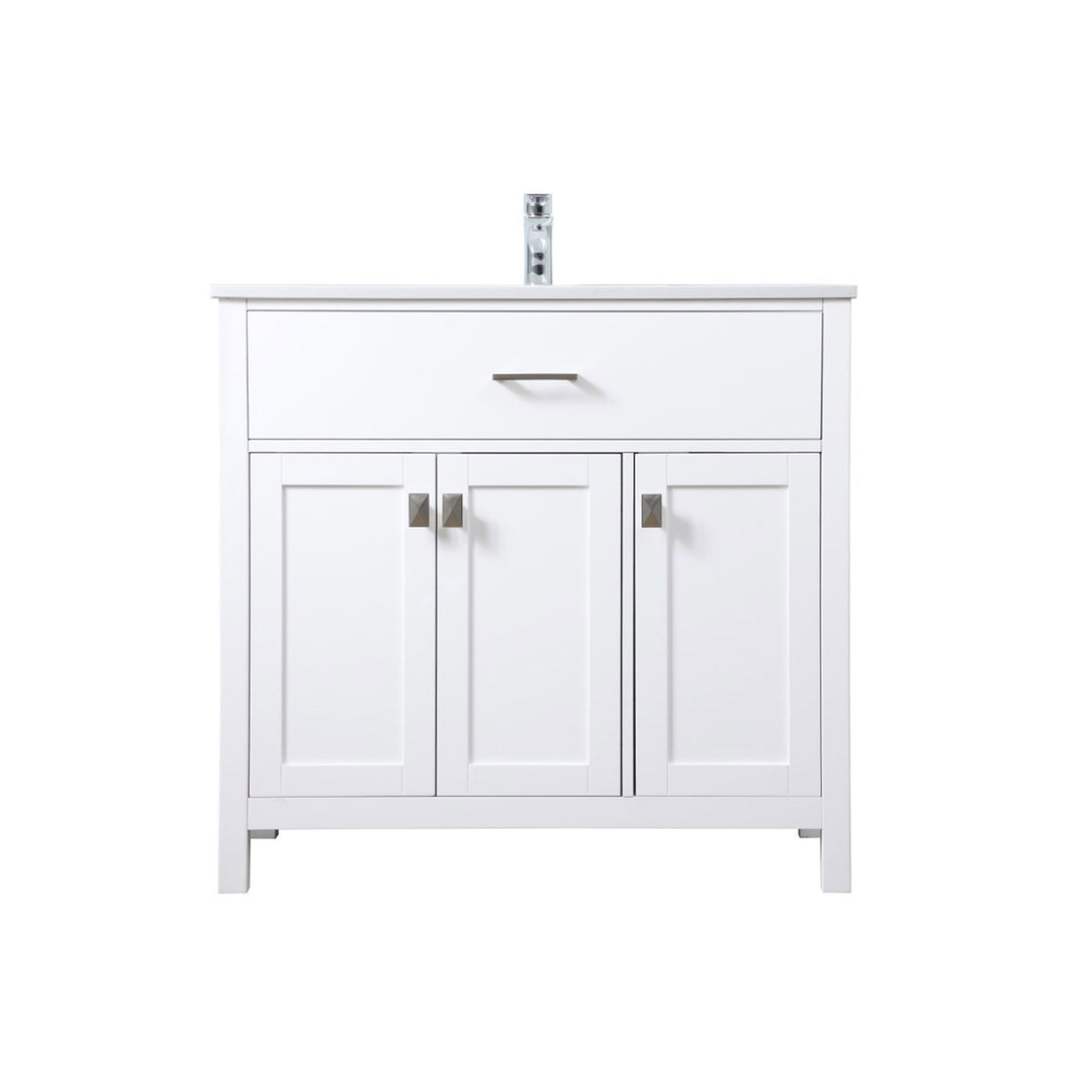 36 Inch Single Bathroom Vanity In White - View 3 - Joshua Marshal