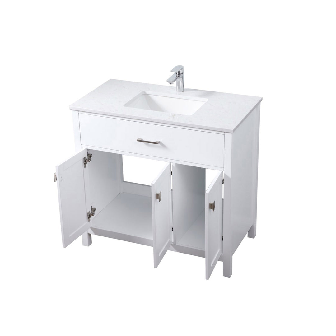 36 Inch Single Bathroom Vanity In White - View 5 - Joshua Marshal