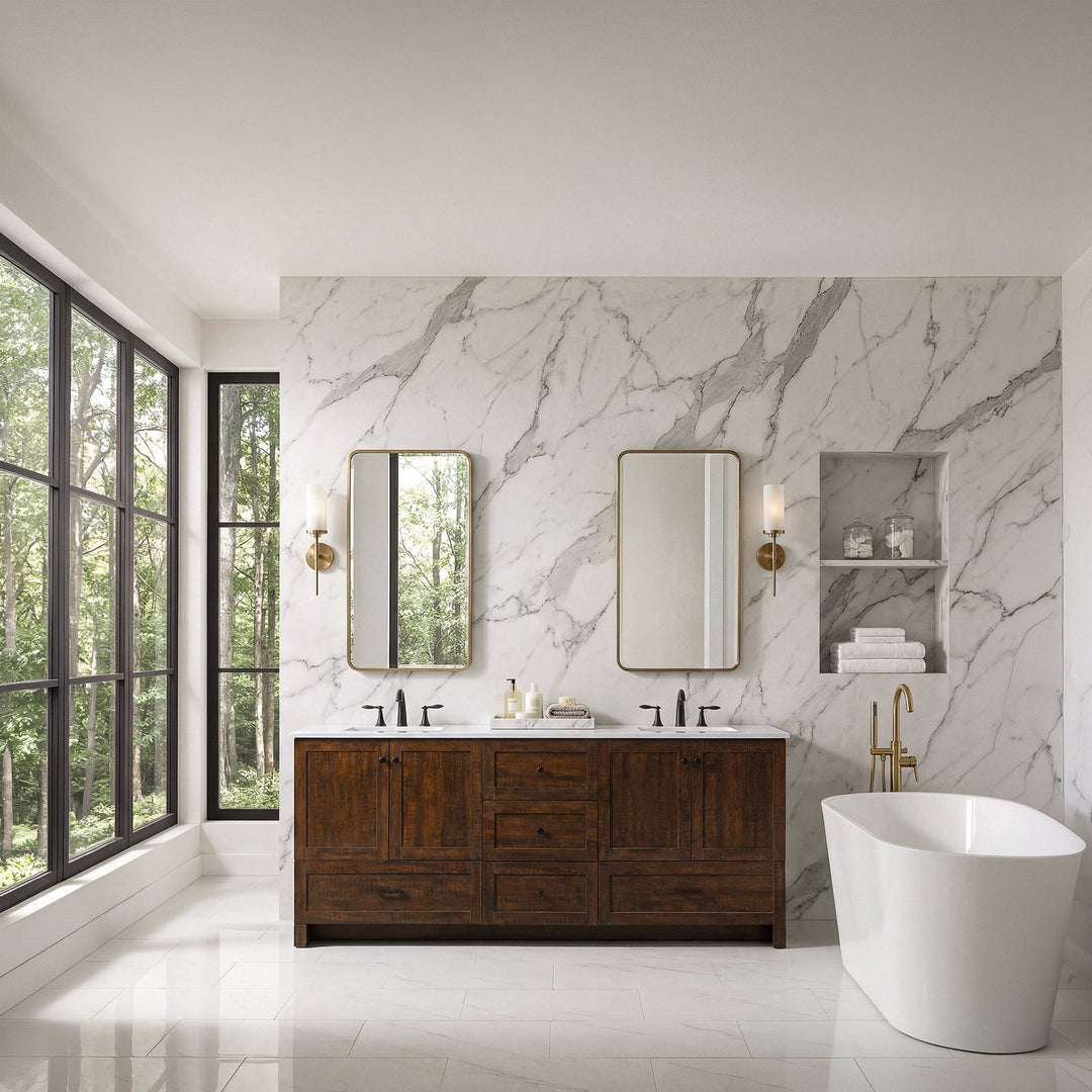 84 Inch Double Bathroom Vanity In Expresso - View 2 - Joshua Marshal