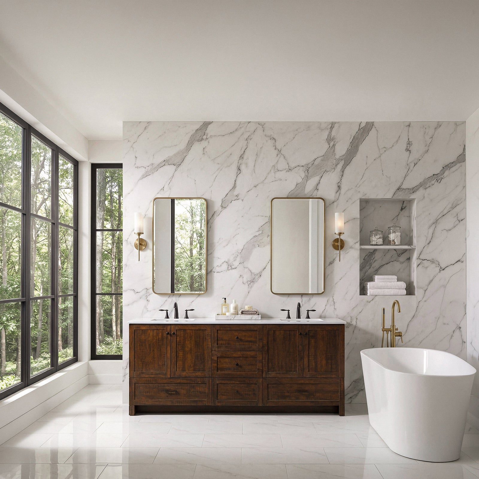 84 Inch Double Bathroom Vanity In Expresso - View 2 - Joshua Marshal