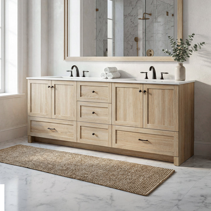 84 Inch Double Bathroom Vanity In Mango Wood Mango Wood Finish - KITCHEN & BATH by Joshua Marshal