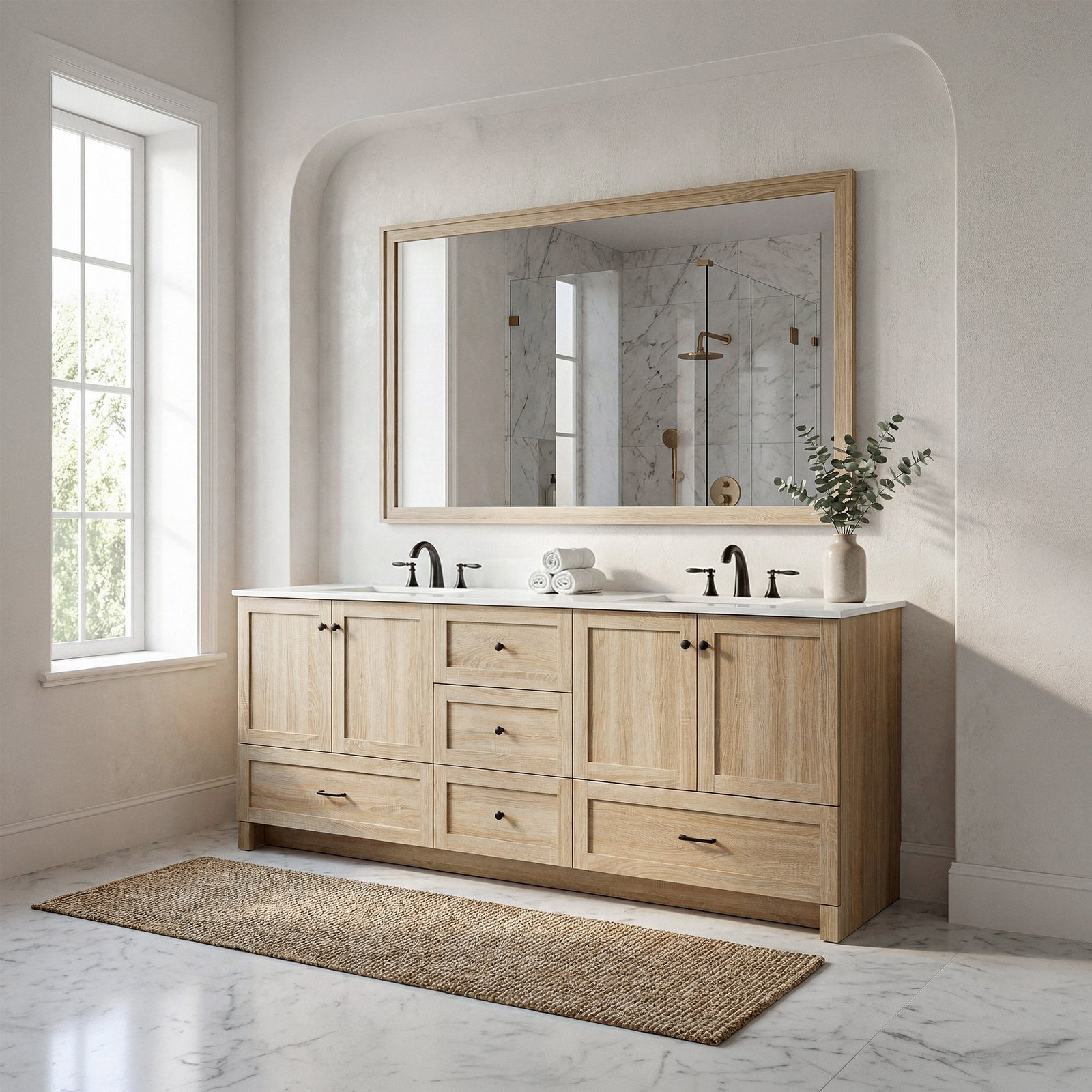 84 Inch Double Bathroom Vanity In Mango Wood - View 2 - Joshua Marshal