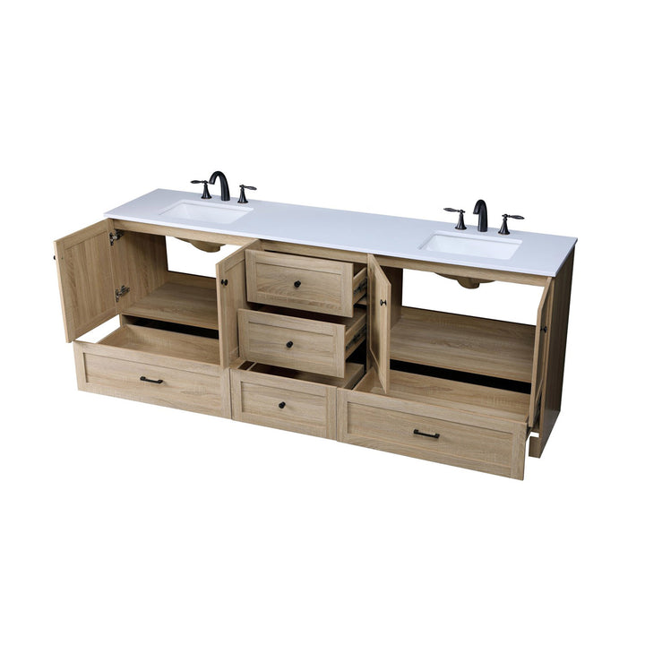 84 Inch Double Bathroom Vanity In Mango Wood - View 5 - Joshua Marshal