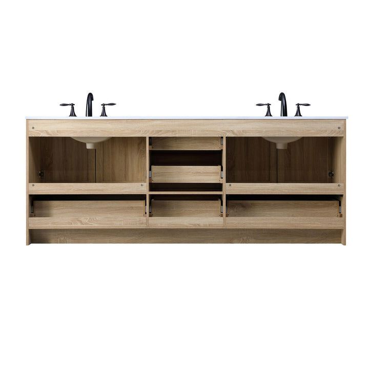 84 Inch Double Bathroom Vanity In Mango Wood - View 6 - Joshua Marshal