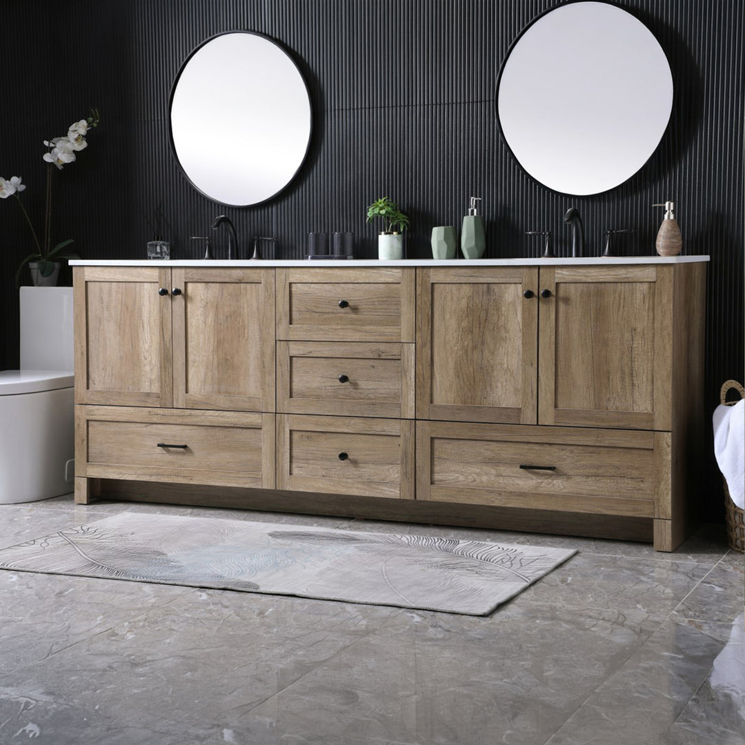 84 Inch Double Bathroom Vanity In Natural Oak Natural Oak Finish - KITCHEN & BATH by Joshua Marshal