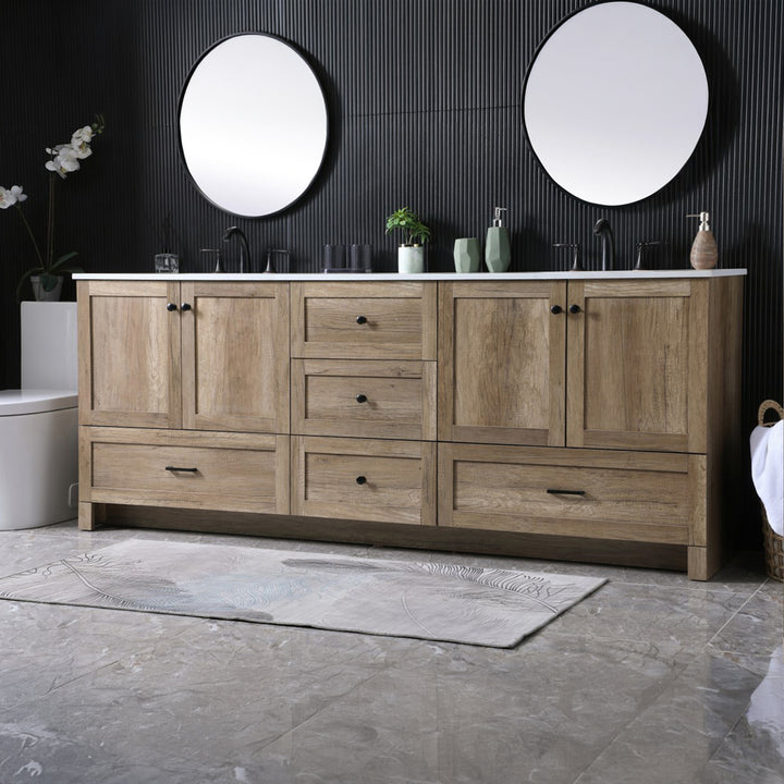 84 Inch Double Bathroom Vanity In Natural Oak Natural Oak Finish - KITCHEN & BATH by Joshua Marshal