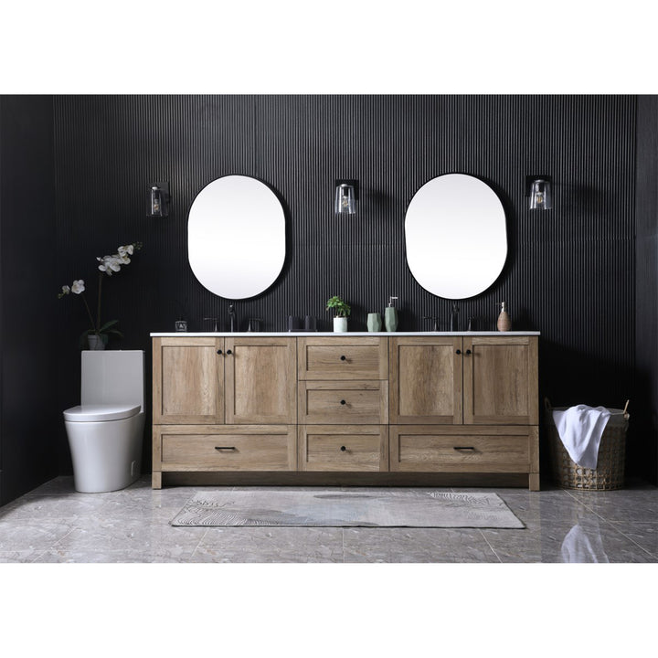 84 Inch Double Bathroom Vanity In Natural Oak - View 2 - Joshua Marshal