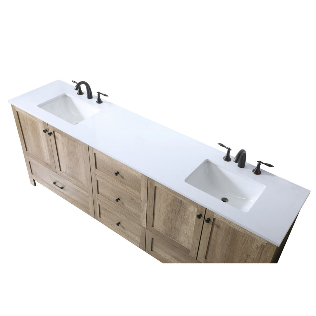 84 Inch Double Bathroom Vanity In Natural Oak - View 3 - Joshua Marshal