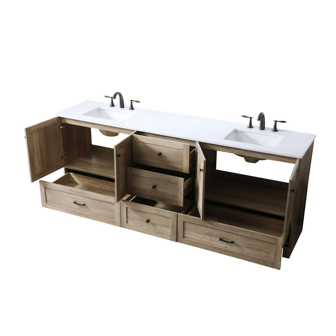84 Inch Double Bathroom Vanity In Natural Oak - View 4 - Joshua Marshal