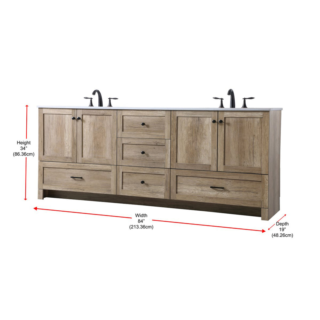 84 Inch Double Bathroom Vanity In Natural Oak - View 6 - Joshua Marshal