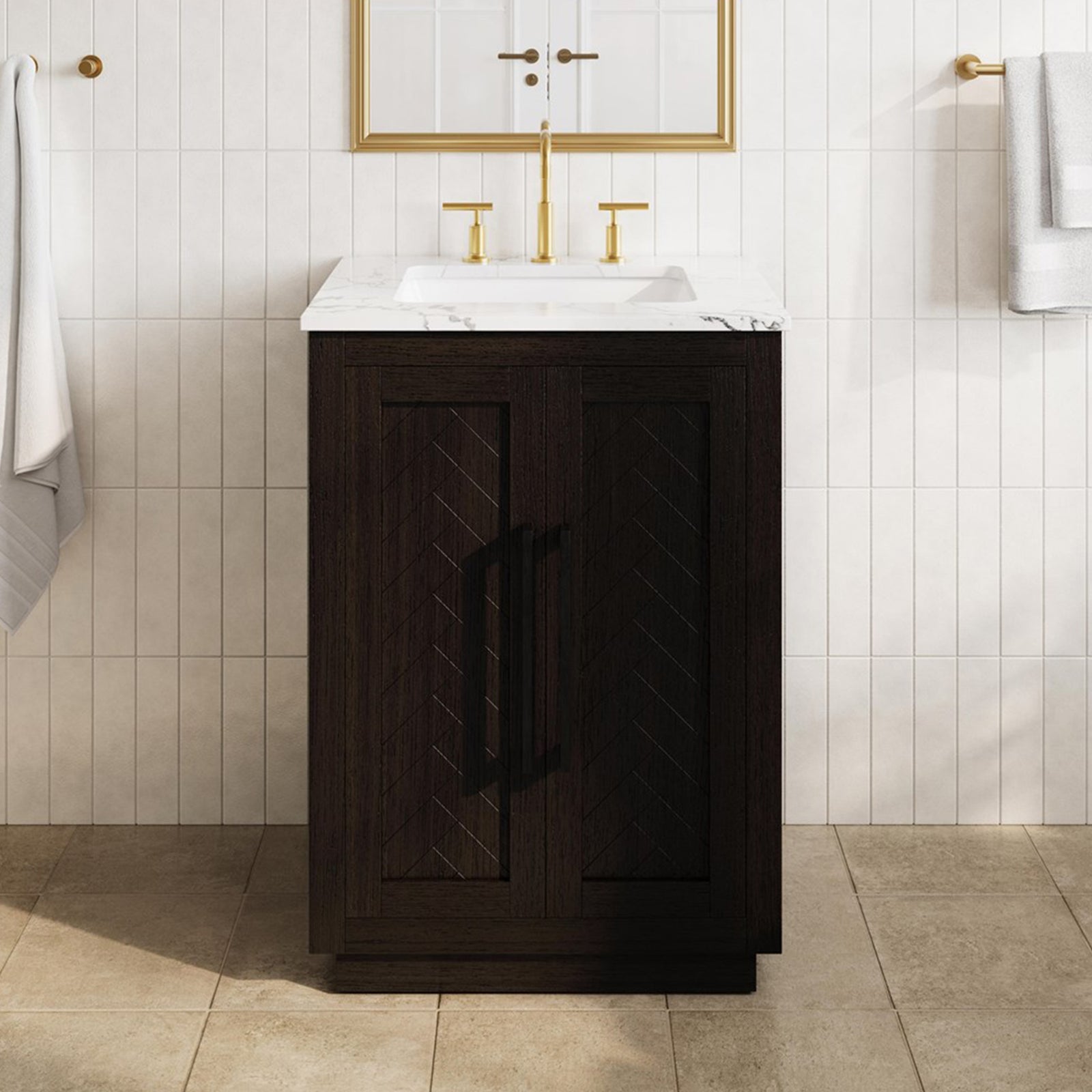 24 Inch Single Bathroom Vanity In Chocolate Oak Chocolate Oak Finish - KITCHEN & BATH by Joshua Marshal